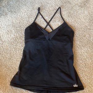 ALO Yoga Black crisscross back athletic tank